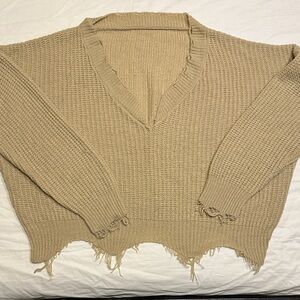 Elegant Tan V-Neck Sweater